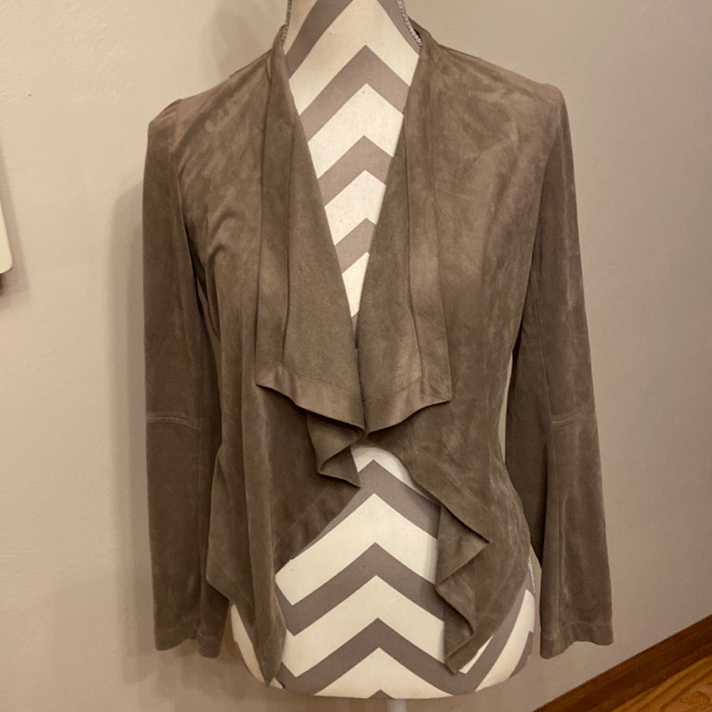 Dalia Taupe Suede Draped Open Blazer